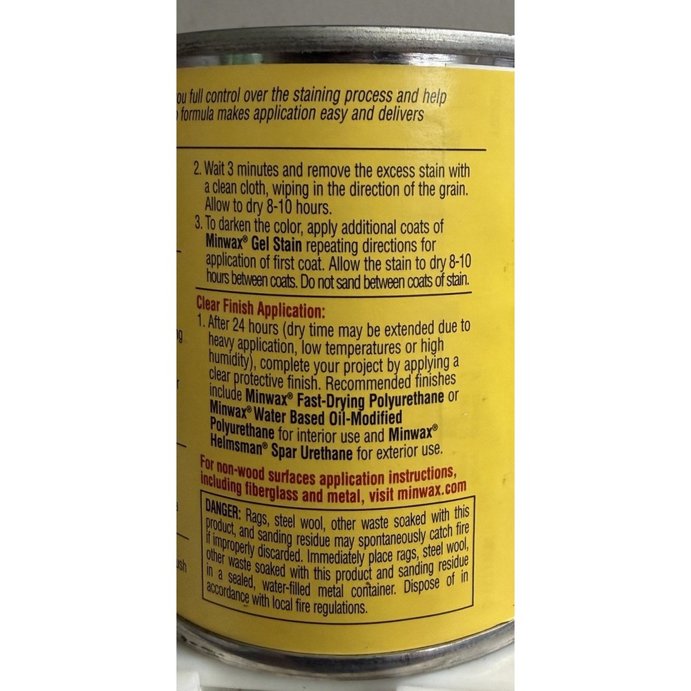 Minwax GEL Stain BRAZILIAN ROSEWOOD 1/2 Pint for Wood, Veneer, Fiberglass NEW - Picture 3 of 6